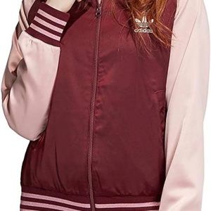 Adidas pink/red satin bomber Jacket size S